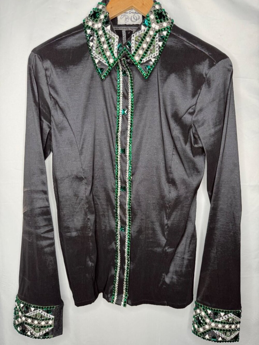 CRS Custom Creations Day Shirt Black Green Horsemanship Pleasure Horse Show West